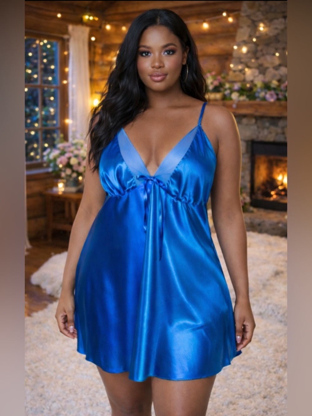 Cacique Satin Babydoll Nightgown Spring Lingerie Teal Blue 14 - 16